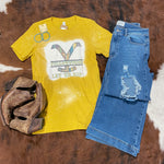 Yellowstone Lover Bleached Tee In Mustard