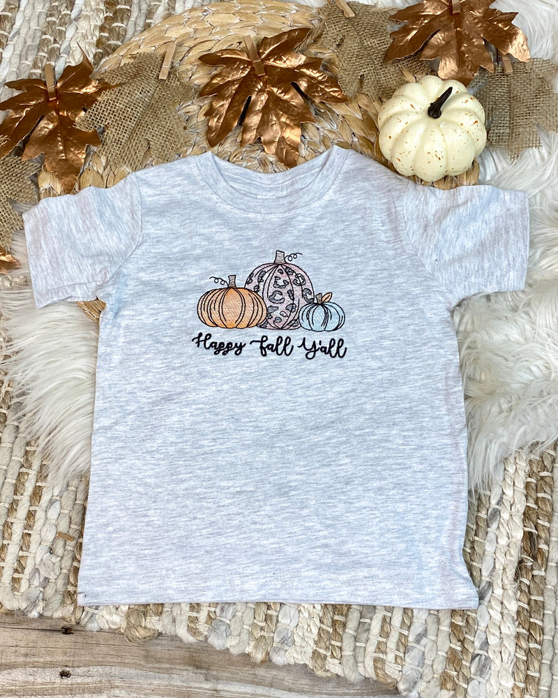 Girls Fall Y'all Embroidered Tee