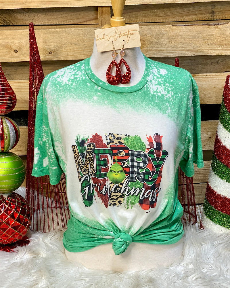 Merry Grinchmas Green Bleached Tee