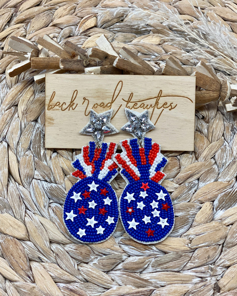 Red White And Pineapple Earring