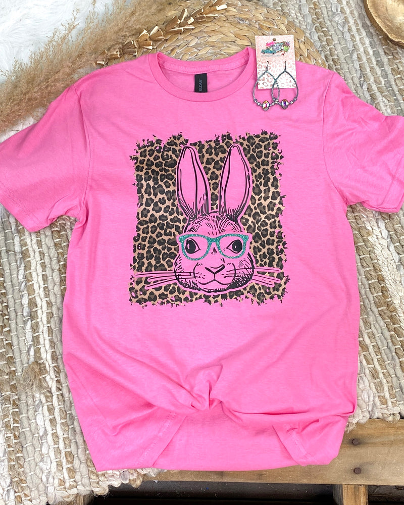 All About Rabbit Glasses Pink Tee