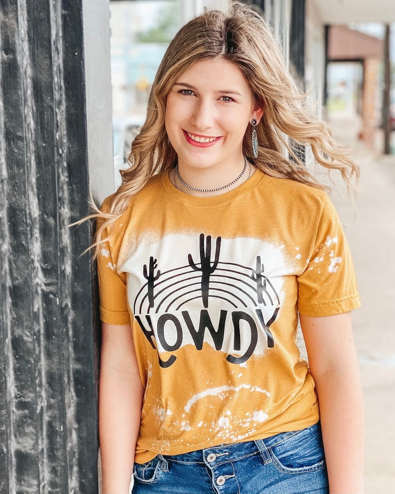 Howdy Cactus Bleached Tee